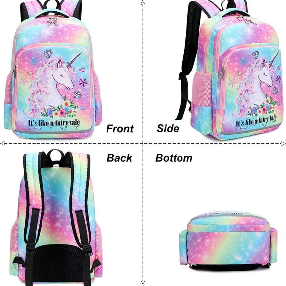 New Girls Backpack Kids Elementary Bookbag Girly School Bag with Insulated Lunch - Picture 5 of 7